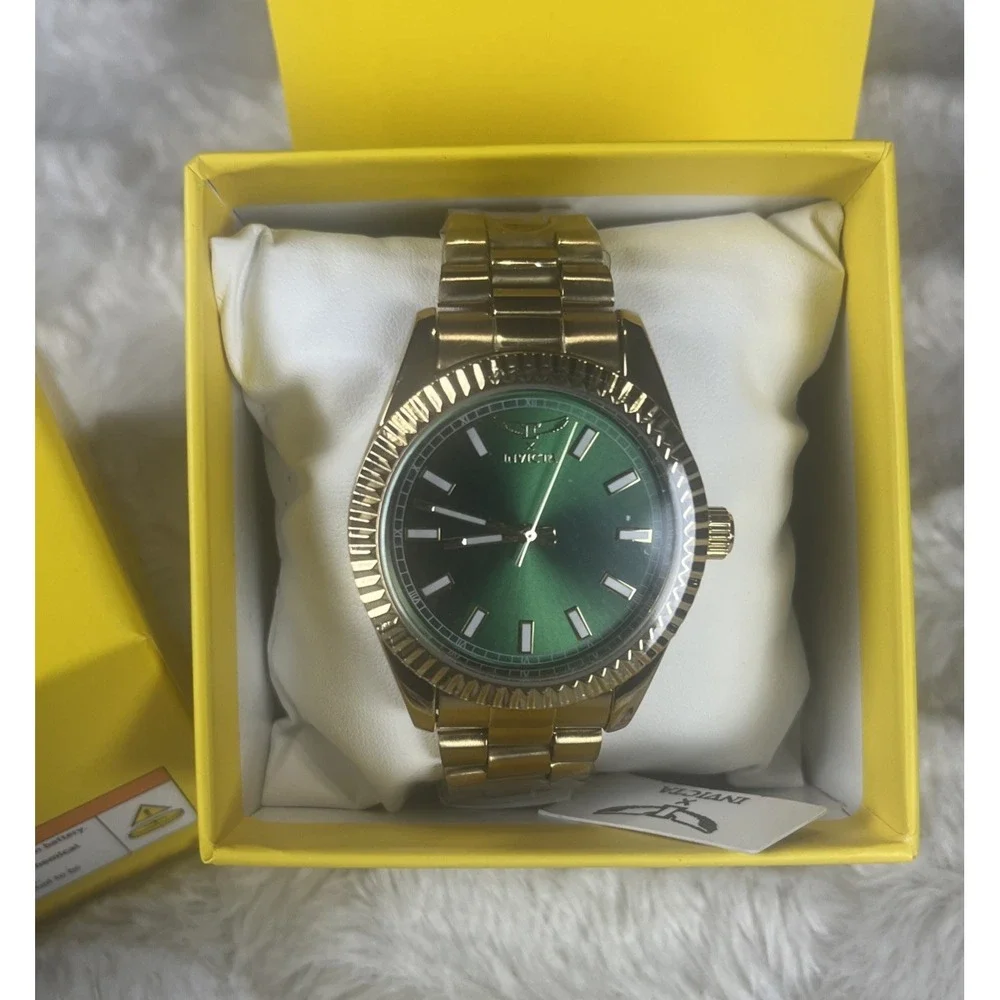 Invicta Men's Watch Specialty I by Invicta Green Dial Yellow Gold Bracelet 69008